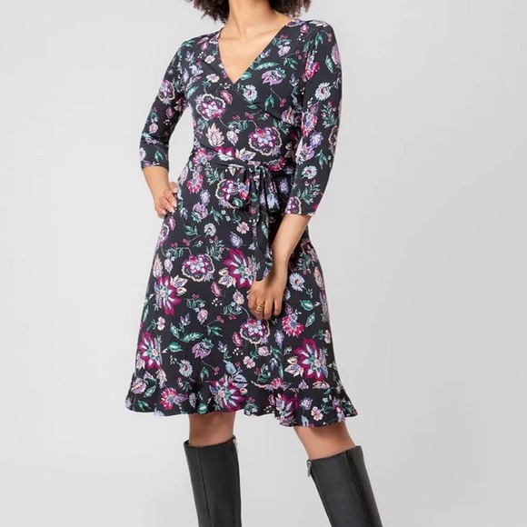 Leota Libby  Wrap Ruffle Bottom Dress Sz XL - Picture 10 of 10